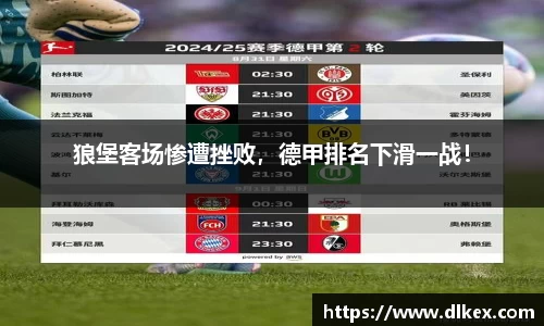 狼堡客场惨遭挫败，德甲排名下滑一战！